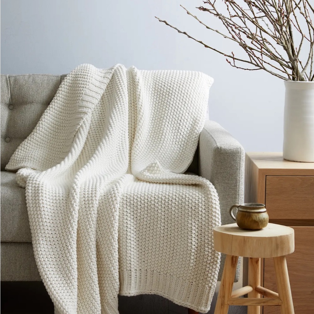 Quince Ivory Chunky Knit Blanket